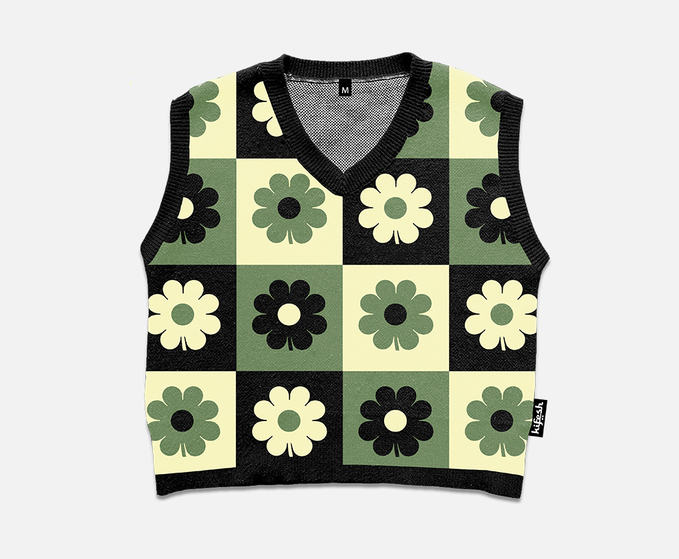 flower knit vest