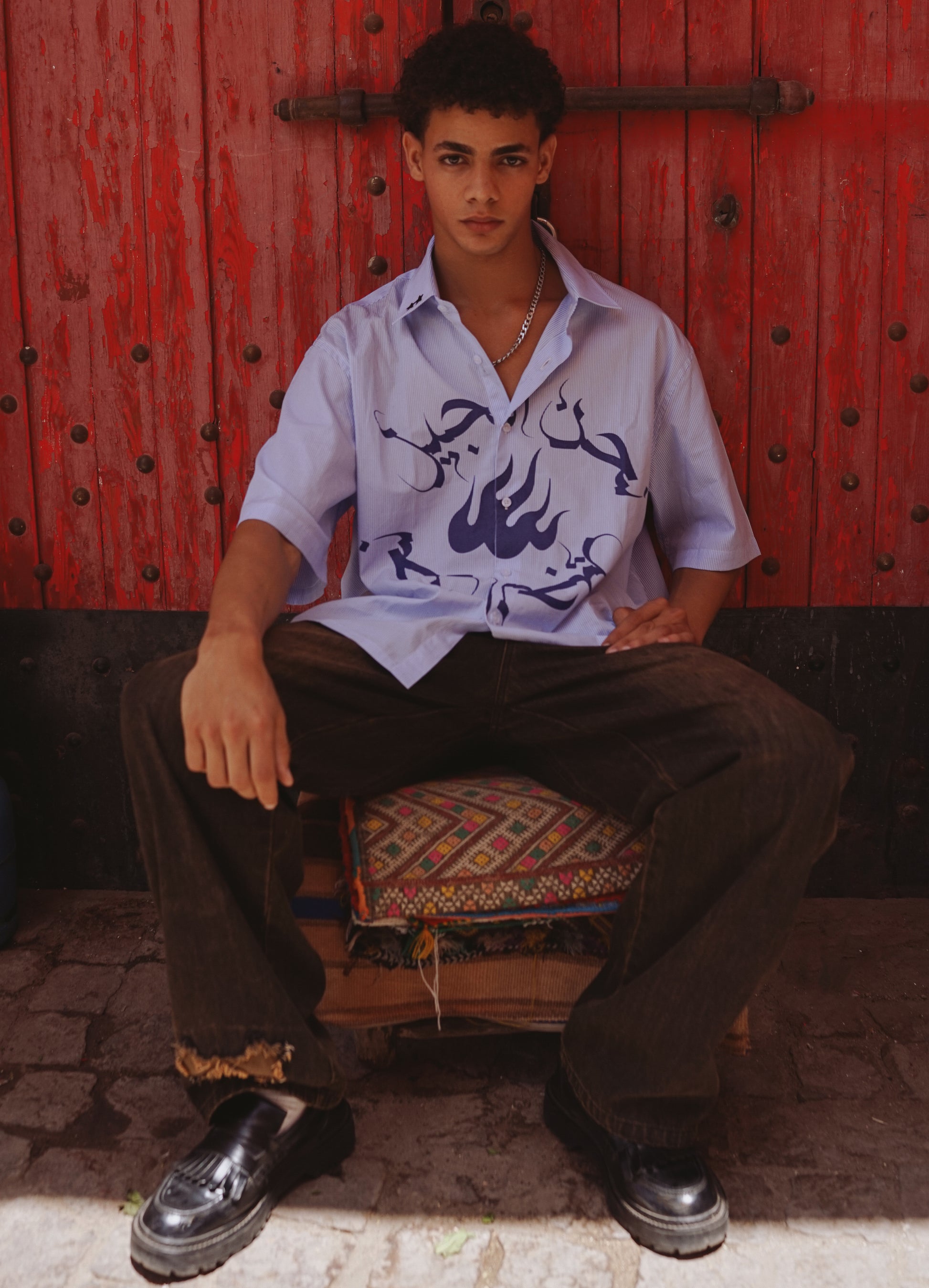Kifesh striped blue shirt