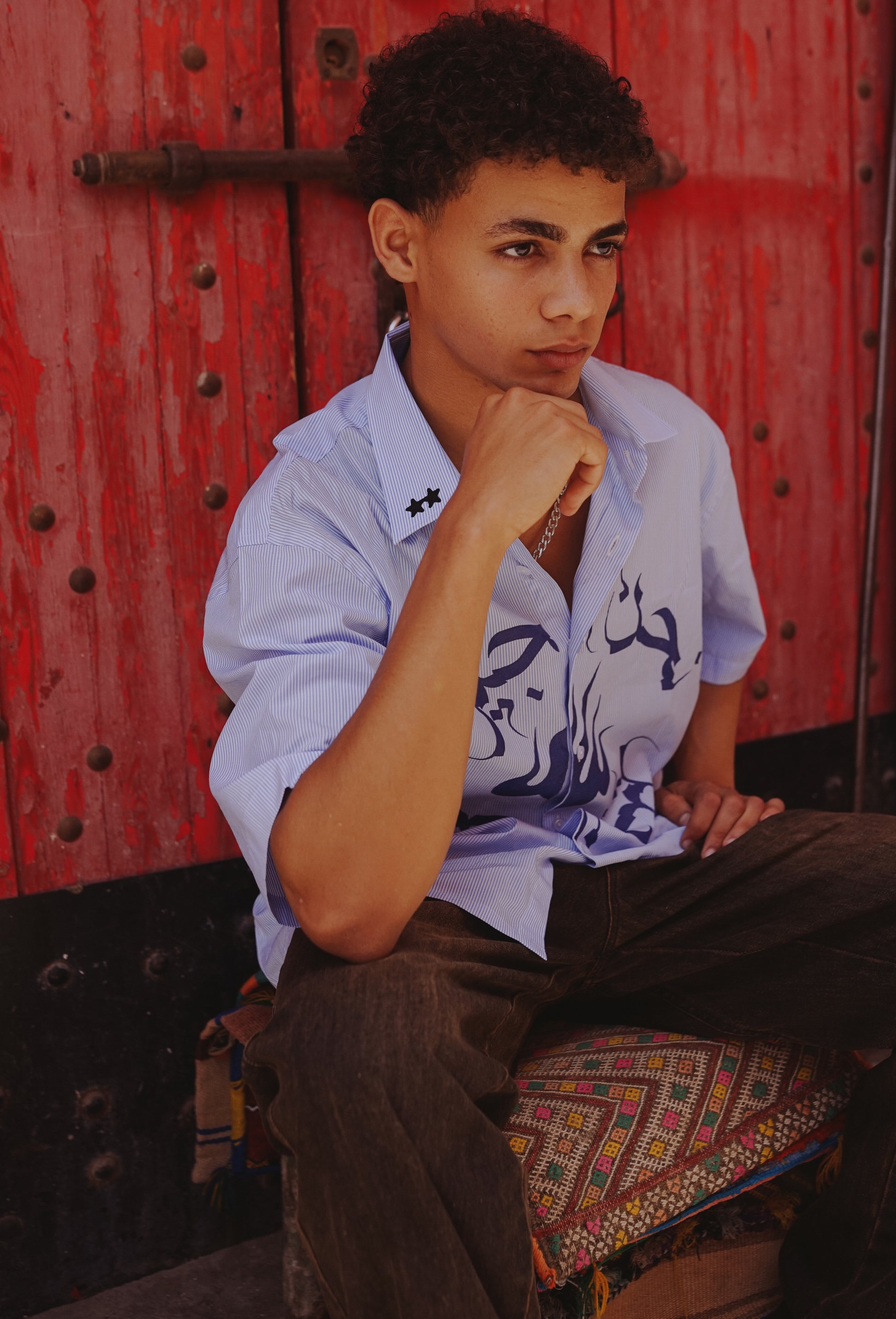 Kifesh striped blue shirt